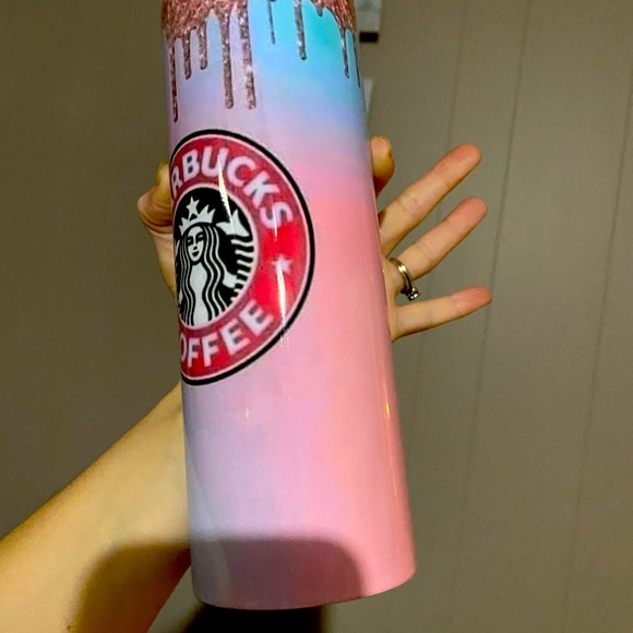 NIB STARBUCKS OMBRE PINK GLITTER DRIP 20oz skinny nREAD DESCRIPTION PLEASE - Picture 3 of 4